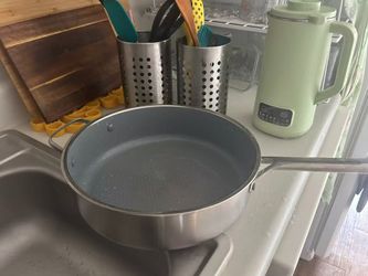 Nonstick Stainless Steel Saute Pan with Glass Lid