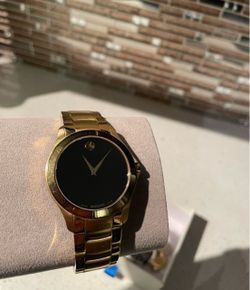 Movado Gold-Tone Watch with Black Dial
