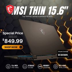 🎮 MSI Thin Gaming Laptop – ¡Ahora $849 o $1 de Entrada! 💥