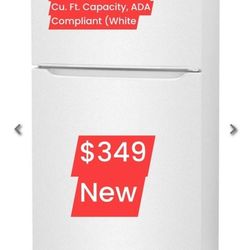 NEW Frigidaire FFTR1814WW
30 inch Top Freezer
Refrigerator with 18.3
Cu.Ft.Capacity, ADA
Compliant (White