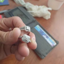 2 Silver Ring Real Diamonds