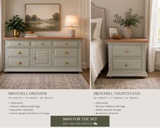 SOFT SAGE DRESSER AND (1) NIGHSTAND