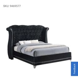 COASTER Barzini Queen Tufted Upholstered Bed Black