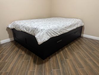 Black Queen IKEA Bedframe with Drawers (4)