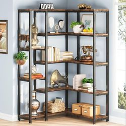 5-Shelf Corner Bookshelf,Rustic Brown(New In The Box)