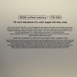 New Apple MacBook Pro 16in 2023 - M3 MAX 14C/30C - 36GB RAM 1TB SSD - SEALED