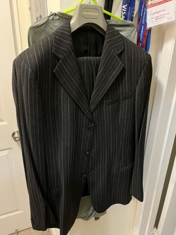 Emporio Armani Suit - Black Striped Size 50