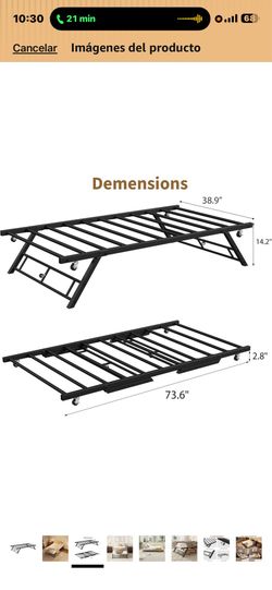 Base cama metal de ruedas con colchón incluido