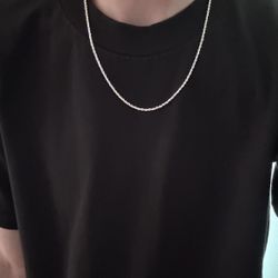 20” Diamond-Cut Rope Silver Chain 