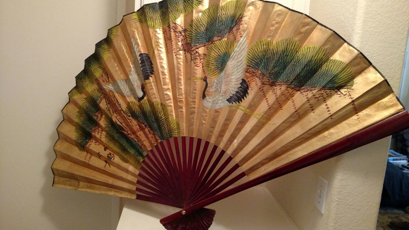 Large Folding Oriental Decorative Fan