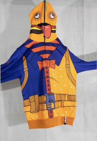 Boys Fortnite Beef Boss Costume Hoodie Mesh Face Mask Size XL