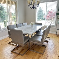 Real Marble Dining Table + 8 Chairs – $1,300 (La Center, WA)