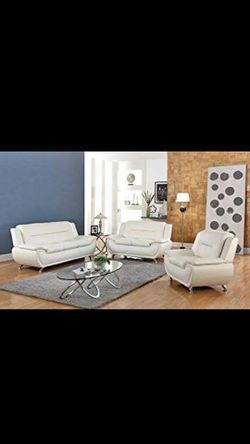 New white 3pc sofa set