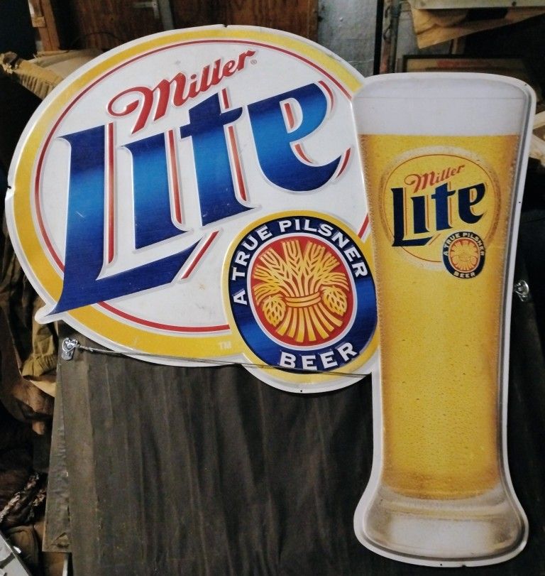 Vintage Large Miller Light Metal Sign