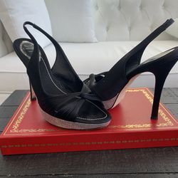 Rene Caovilla sling back heels with crystal platform