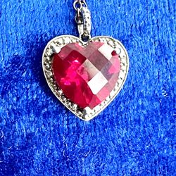 Sterling ‘p Star m’ Ruby Heart Necklace 