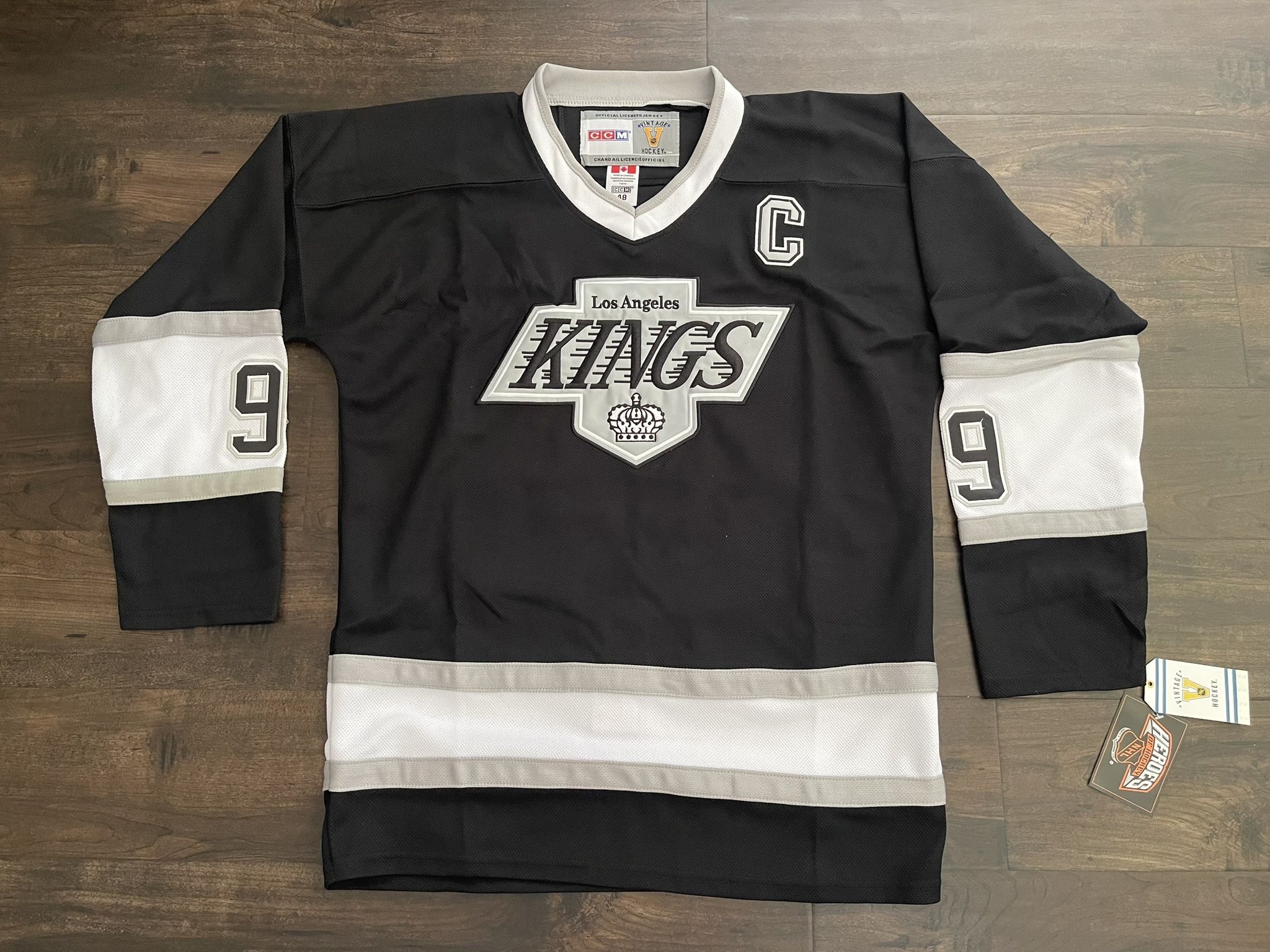 Wayne Gretzky CCM LA Los Angeles Kings Black & White Jersey #99 CCM Captain Vintage C Retro New York NY Rangers Jersey Rare Throwback STITCHED // CCM