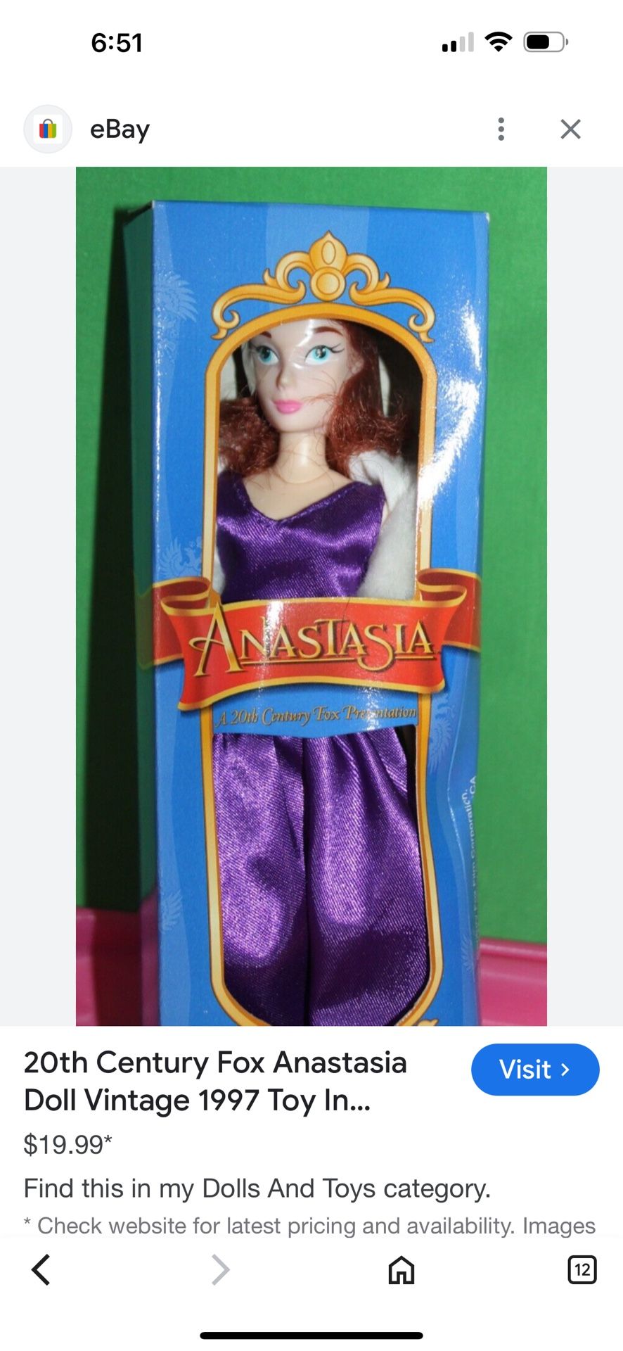 Nib Anastasia Collectors Doll
