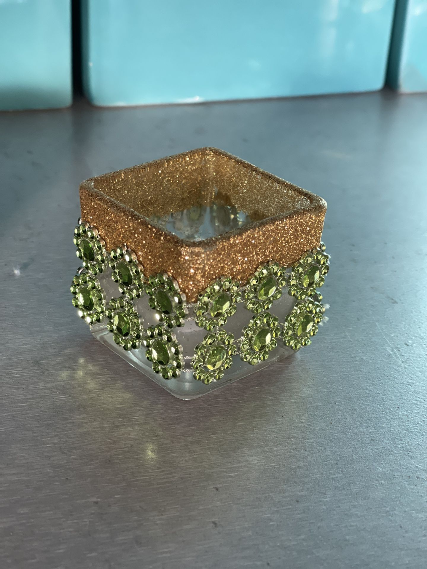 ‼️YES IT'S AVAILABLE‼️ Green/Gold Glitter Votive Candle Holders 