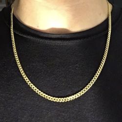 Gold Chain Cuban Curb Necklace 22in 4mm 925 Italy 