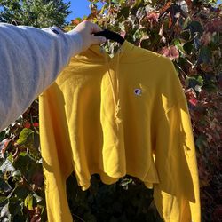 Yellow Champion Hoodie Cropped
