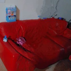 Red Leather Couch 