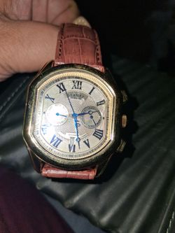 Stauer Automatic Watch Brown Leather Strap
