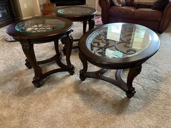 Ashley Glass Top Coffee and End Tables Set