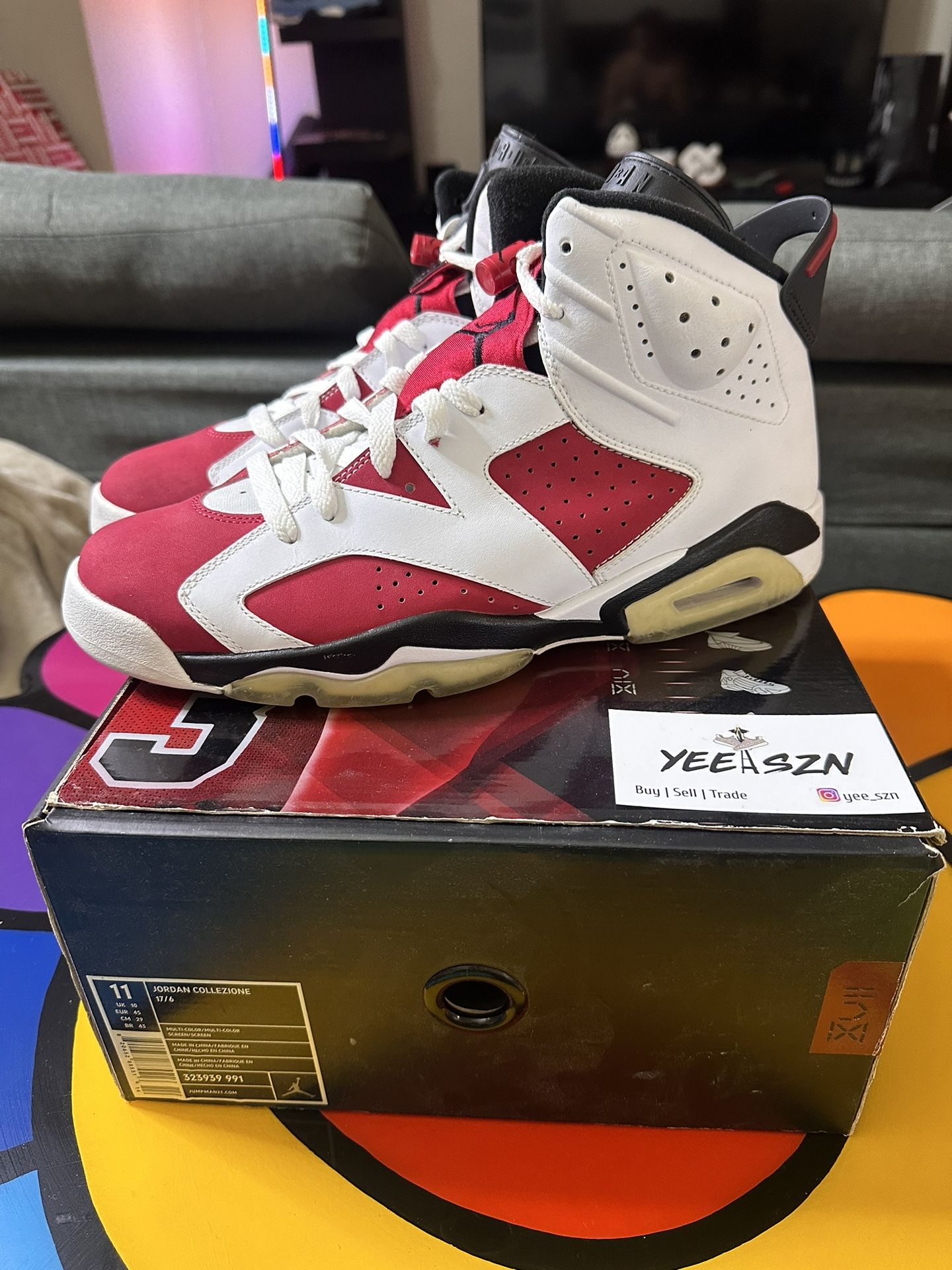 Nike Air Jordan 6 Carmine Size 11 Used Cdp Pack