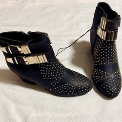 Black With Gold Studs Boots