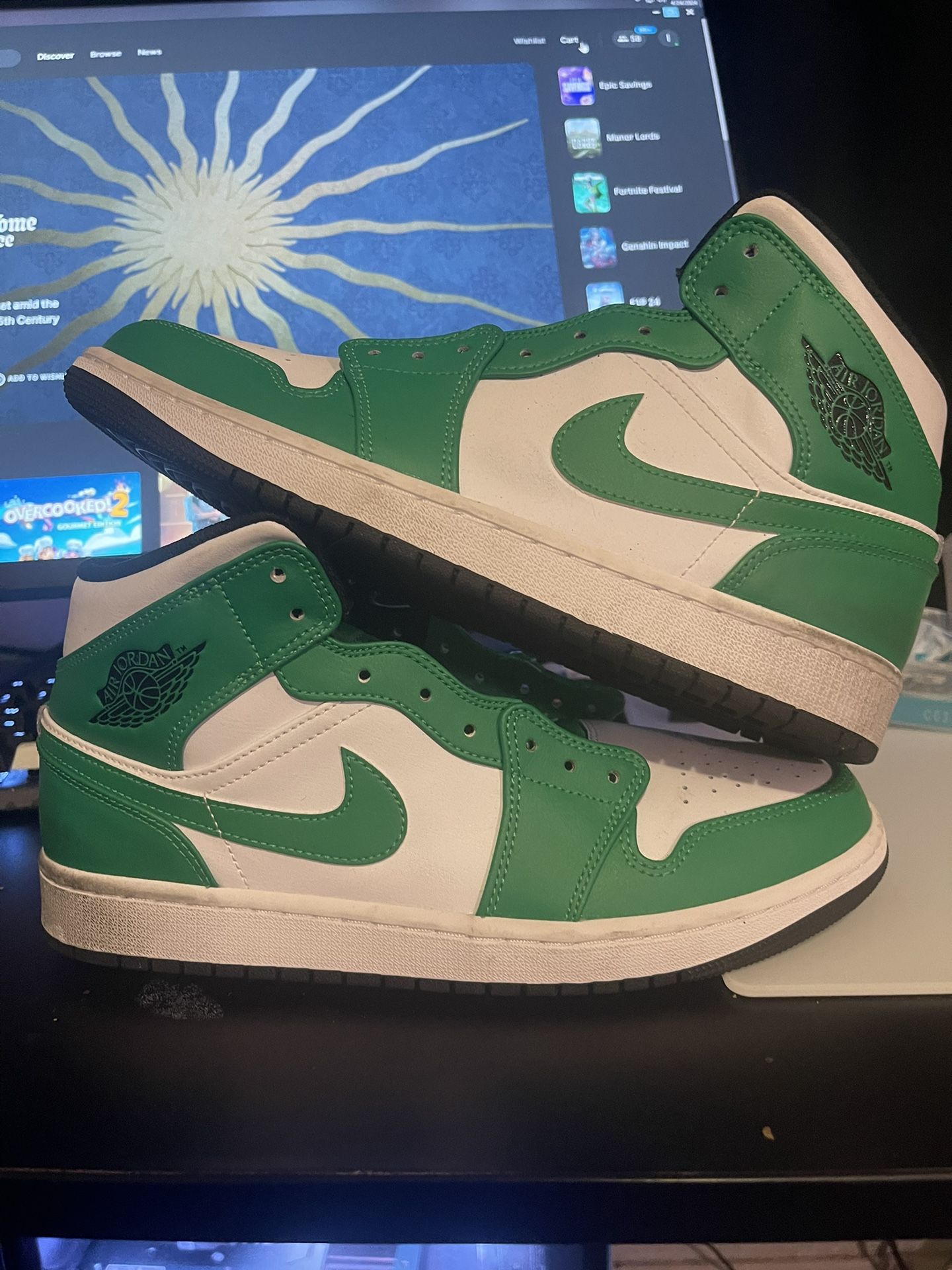 Jordan 1 Mid Lucky Green Size 10