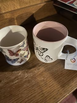 2 New Butterfly Coffee Mugs. Ceramic.  $8.00