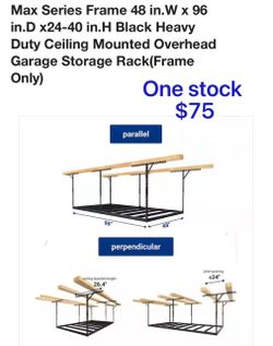 😀 FLEXIMOUNTS GR48FBMAX-E Max Series Frame 48”Wx96”Dx24”to 40”H Black Heavy Duty Ceiling Mounted Overhead Garage Storage Rack(Frame Only)
