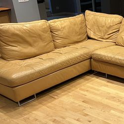 Orange, Left Sectional Leather Couch