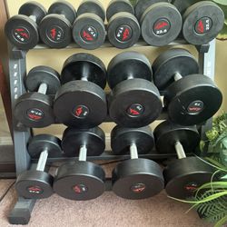 Commercial Gym Grade Urethane Dumbbell Set With Dumbbell Rack 