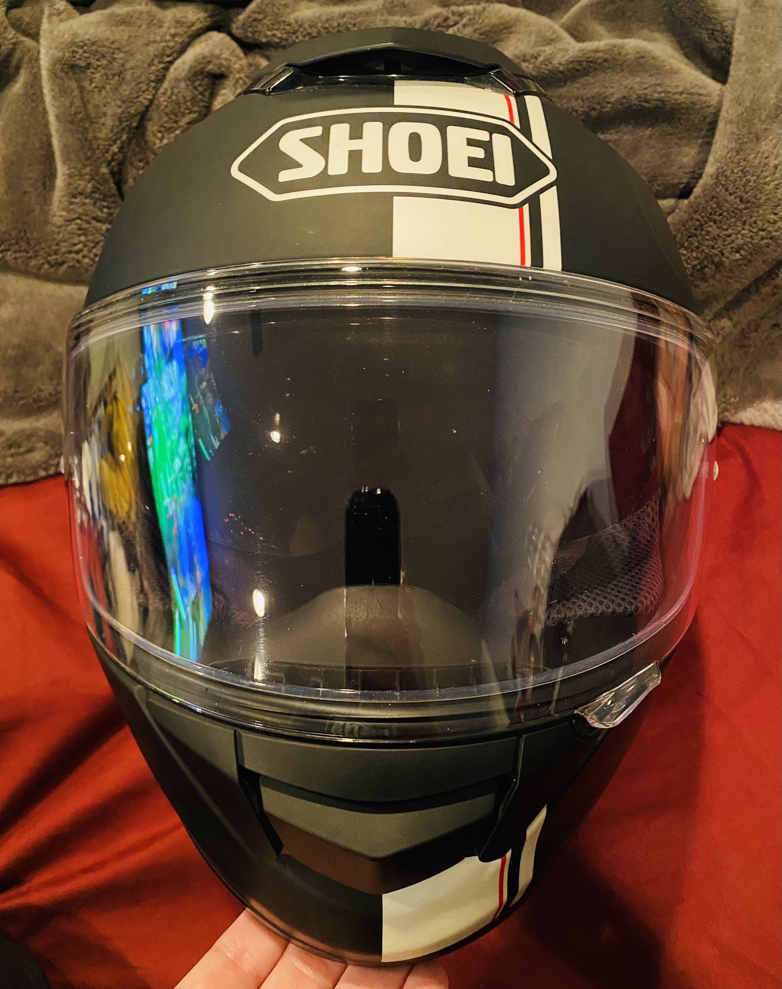 SHOEI GT-Air, Black/White/Red Stripe Women’s Helmet