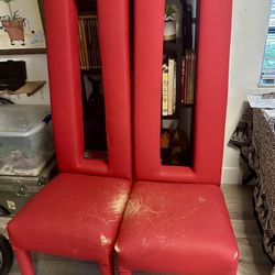 Dramatic High Back Red Chairs - Set Of Two (2)