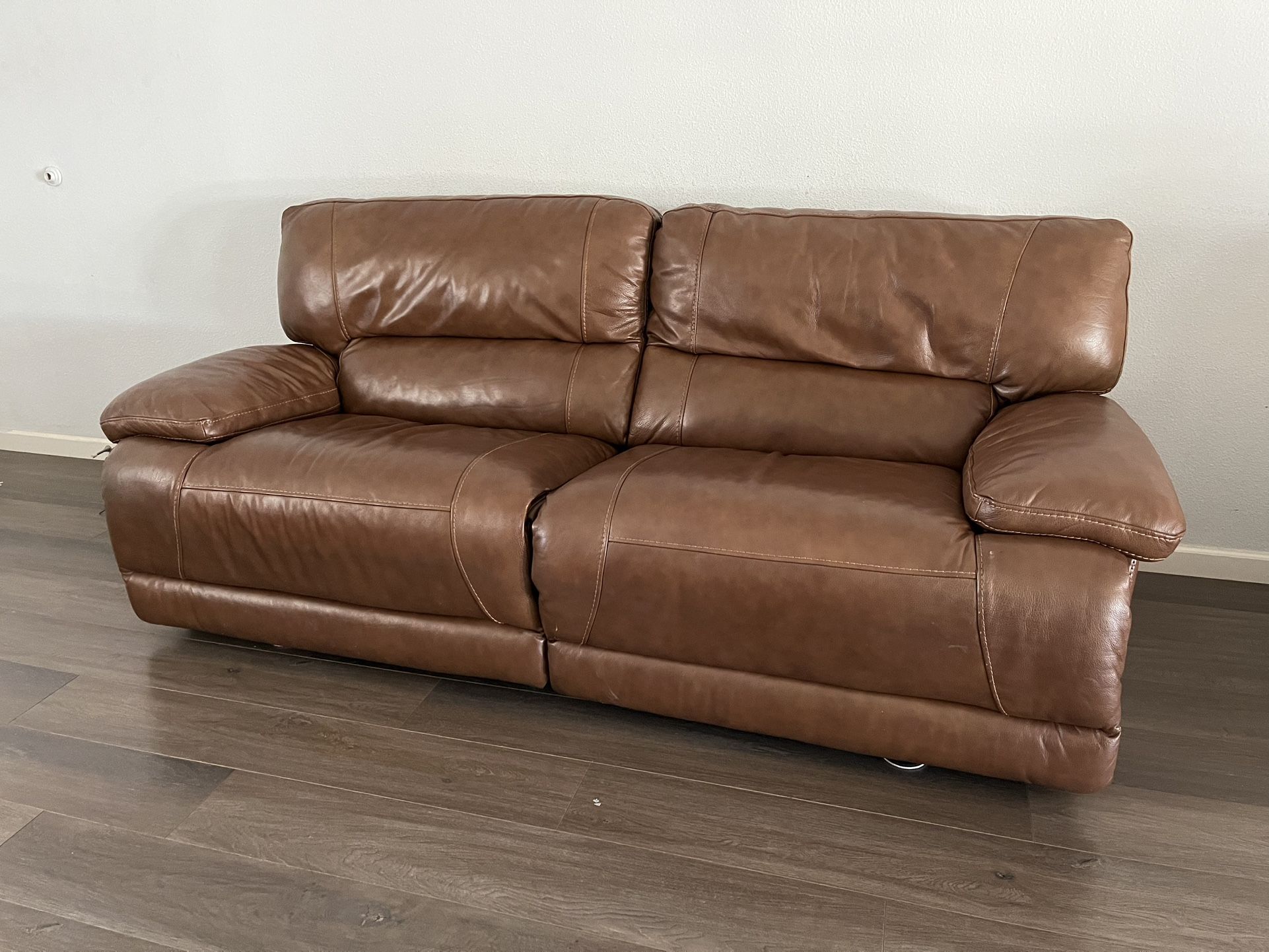 Dual Power Leather Reclining Sofa