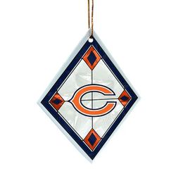 Set Of 3 Brand-new NFL Chicago Bears Stained Art Glass Christmas Ornaments