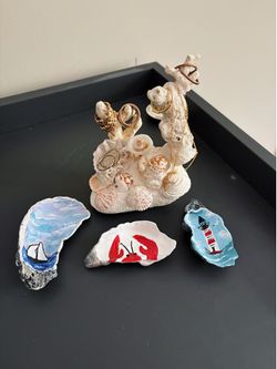Handmade Seashell Jewelry Holder & Painted Oyster Shells!