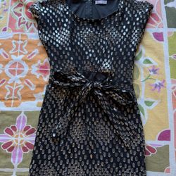 Glam Black & Silver Vintage Sparkly Party Dress Size Small