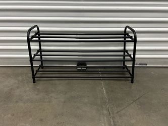 Black Metal 3-Tier Shoe Rack