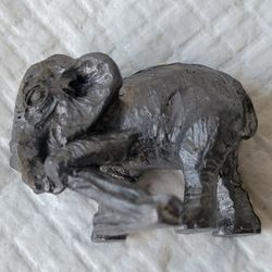 Pewter elephant statue - shelf decor - petite size