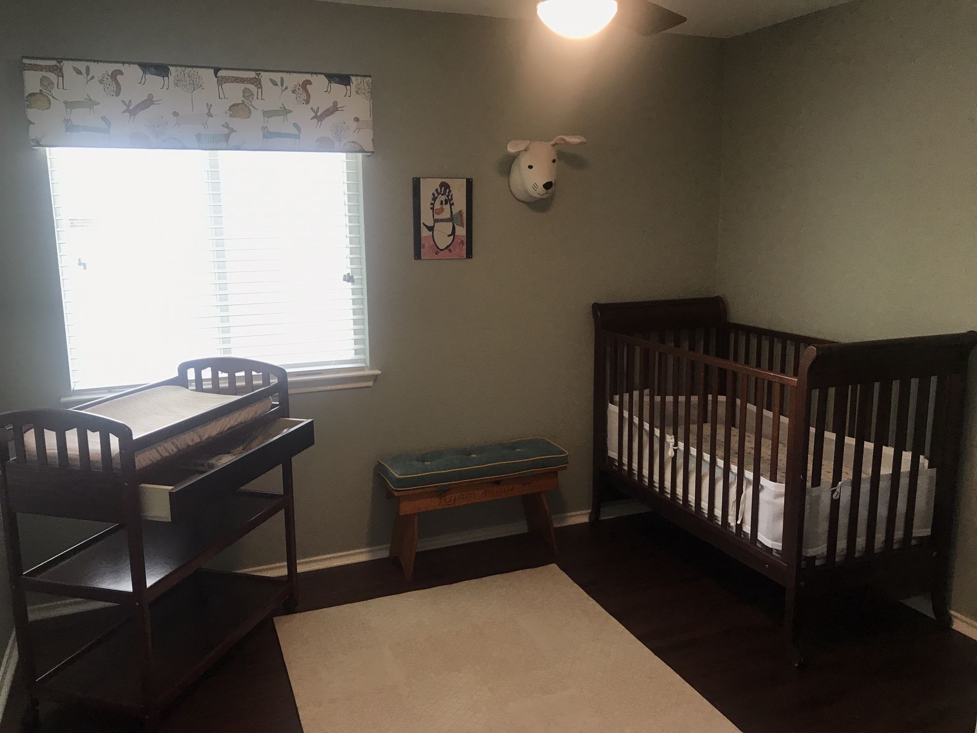 Crib and diaper changing table