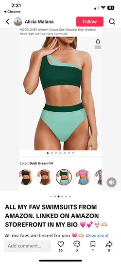 MOOSLOVER Women Cutout One Shoulder High Waisted Bikini High Cut Two Piece Swimsuits