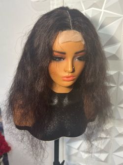 22 Inch 100% Human Hair Brown Wig Glueless Kinky Natural Texture Wig for Women