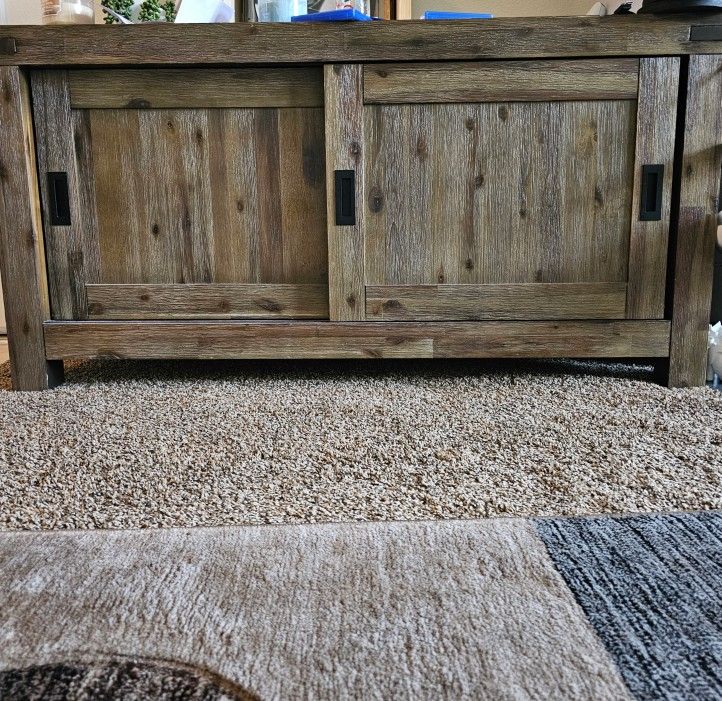 Versitile Rustic media console with removable shelves