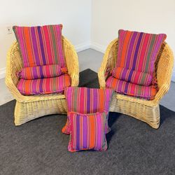 Hand Made Real Wicker Chairs And Cushions 