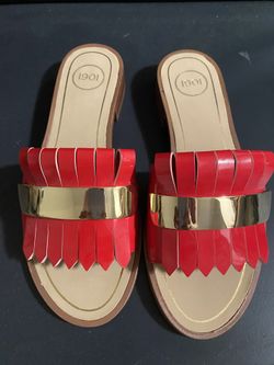 RED and gold Slip On Sandals Slippers