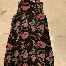 Women's Floral Midi Sleeveless Dress with Side Slits Large